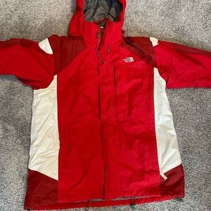 Women’s size Large North Face double-lined winter coat - red and white